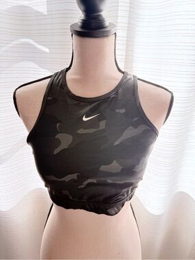 Nike Black Camouflage High-Neck Sports Crop